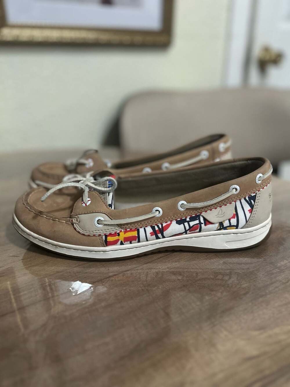 Sperry Top-Sider Women's Angelfish Signal Flag Print Leather Boat Shoes